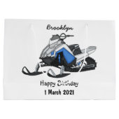 スノーモービル漫画イラストレーション ラージペーパーバッグ (裏面)