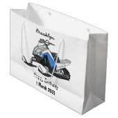 スノーモービル漫画イラストレーション ラージペーパーバッグ (正面アングル)