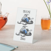 スノーモービル漫画イラストレーション 台座サイン (インサイチュ)