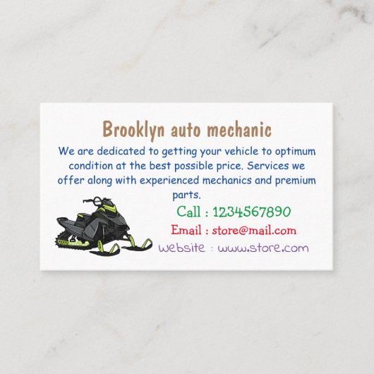スノーモービル漫画イラストレーション 名刺 (正面)