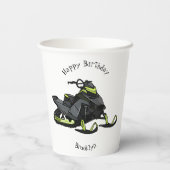 スノーモービル漫画イラストレーション 紙コップ (裏面)