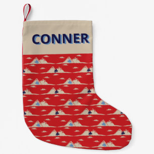 スノーモービル用スノーモービルパターンパーソナライズされた スモールクリスマスストッキング