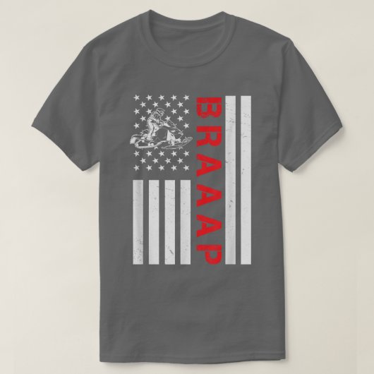 スノーモービル米国国旗のスノーモービルおもしろい Tシャツ (デザイン正面)