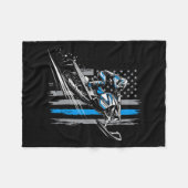 スノーモービル米国国旗ウィンタースポーツスノーモービルリジン フリースブランケット (正面(横))