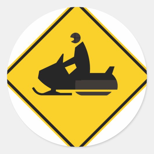 スノーモービル高速道路標識 ラウンドシール (正面)