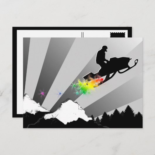 スノーモービル。スノートレイル。 ポストカード (正面/裏面)