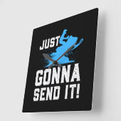 スノーモービル - 思い切ってやろうぜ スクエア壁時計 (傾斜)