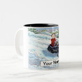 スノーモービル – 男性の漫画 ツートーンマグカップ (正面左)