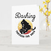 スノーモービル – 雪の中をダッシュイン カード (黄色い花)