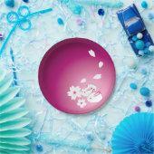 スノーラビットアンド桜 ペーパープレート (パーティー)