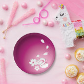 スノーラビットアンド桜 ペーパープレート (パーティー)