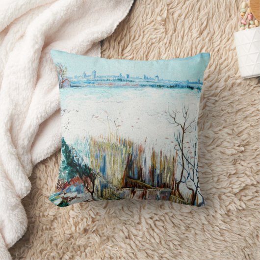 スノーランドスケープとアルズby Vincent vanゴッホ クッション (ブランケット)