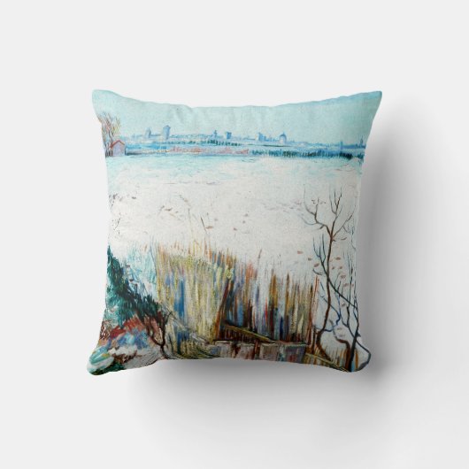 スノーランドスケープとアルズby Vincent vanゴッホ クッション (裏面)