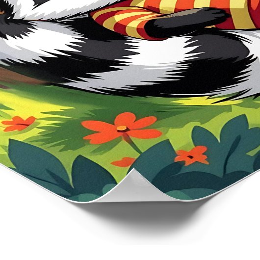 スノーリングスカンク | かわいいマンガの子どもの子供部屋アート ポスター (角)