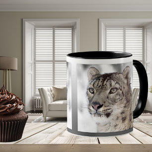 スノーレオパードポートレート大きな猫マグ コーヒーマグカップ