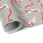 スノーレオパードレッドリボンホリデーラッピング紙 ラッピングペーパー (ロールコーナー)