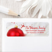 スノーレッドオーナメントホリデークリスマス差出人住所 ラベル (インサイチュ)