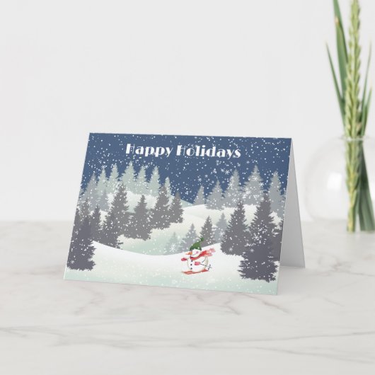 スノーワンスキーヤーとウィンターパインズ シーズンカード (正面)