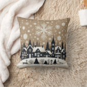スノーヴィレッジシルエット クッション (ブランケット)