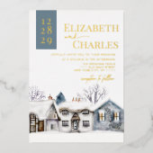 スノーヴィレッジタウンお洒落結婚ズ 箔招待状 (正面)