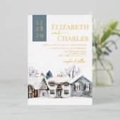 スノーヴィレッジタウンお洒落結婚ズ 箔招待状 (立ち正面)