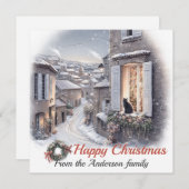 スノーヴィレッジブラックキャットクリスマス シーズンカード (正面/裏面)