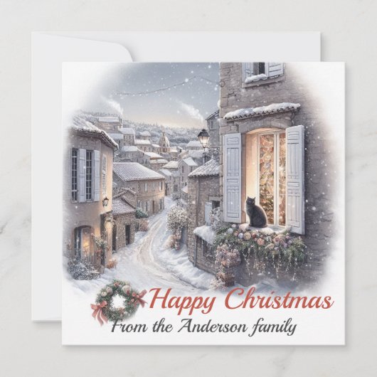 スノーヴィレッジブラックキャットクリスマス シーズンカード (正面)
