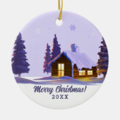 スノーヴィレッジ絵画ズカスタムクリスマス セラミックオーナメント (正面)