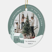 スノーヴィレッジ |新しいホーム初めてのクリスマス セラミックオーナメント (左)