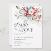 スノー イン ラブ ウィンター フローラル ブライダル シャワー 招待状 (正面)