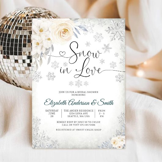 スノー イン ラブ ブライダル シャワー 招待状