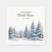 スノー・イン・ラブ 冬の松林 ブライダルシャワー スタンダードカクテルナプキン (正面)