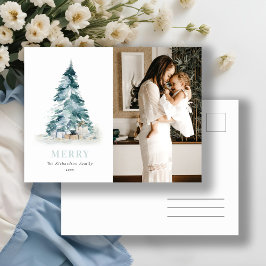 スノー ウォーターカラー パイン クリスマス ツリー ギフト フォト