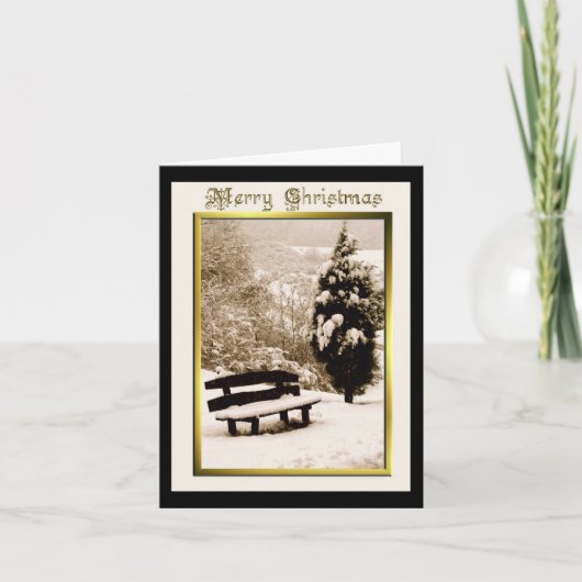 スノー・オン・ベンチクリスマスグリーティングカード シーズンカード (正面)