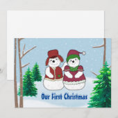 スノー カップル クリスマス フラット ホリデー カード (正面/裏面)