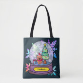 スノー·グローブの小さな茶色のテディベア トートバッグ (正面)