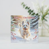 スノー・テリアの犬とメリークリスマス シーズンカード (スタンド正面)