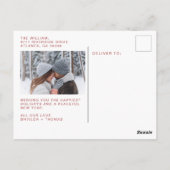 スノー・バーガンディー書道メリークリスマスオーバーレイ  ポストカード (裏面)