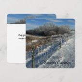 スノー フェンス - フラット ホリデー カード (正面/裏面)
