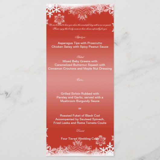 スノ赤と白ルフレッ結婚クのメニュー メニュー (正面)