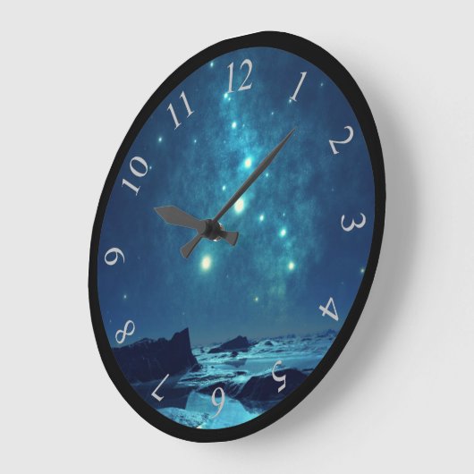 スノ輝くーウィー・ノースの夜の星 ラージ壁時計 (傾斜)