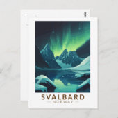 スバルバードノルウェーノーザンライツトラベルアートヴィンテージ ポストカード (正面/裏面)