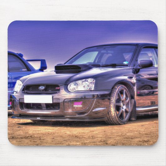スバル・インプレッサ黒いWRX STi マウスパッド (正面)