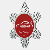 スバル・インプレッサWRX STI Subbie愛シルエット スノーフレークピューターオーナメント (右)