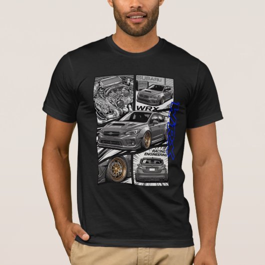 スバル WRX JDM 漫画 コミックパネル Tシャツ (正面)
