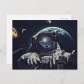 スパおもしろいで宇宙飛行士のショートヘア猫 ポストカード (正面/裏面)