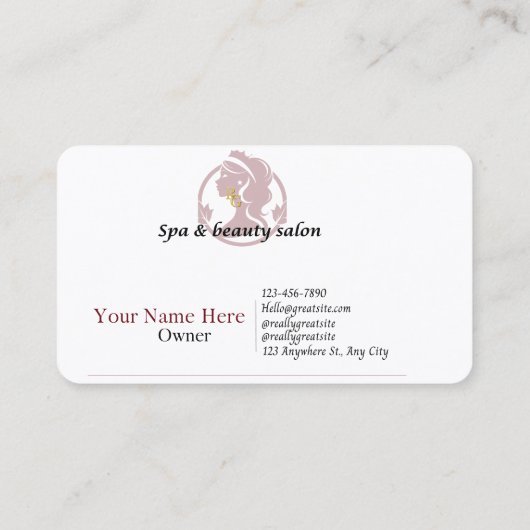 スパおよび美しい名刺 名刺 (裏面)