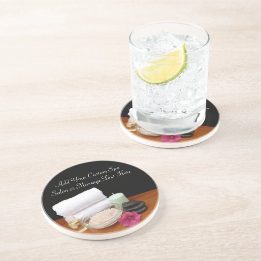 スパかマッサージまたはペディキュアのサロン場面黒または色 コースター (側面)