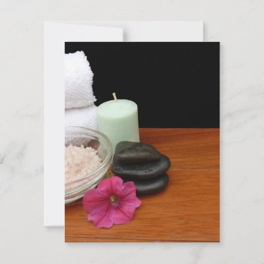 スパかマッサージまたはペディキュアのサロン場面黒または色 セーブザデート (裏面)