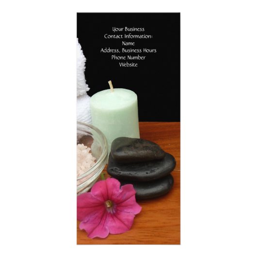 スパかマッサージまたはペディキュアのサロン場面黒または色 ラックカード (裏面)